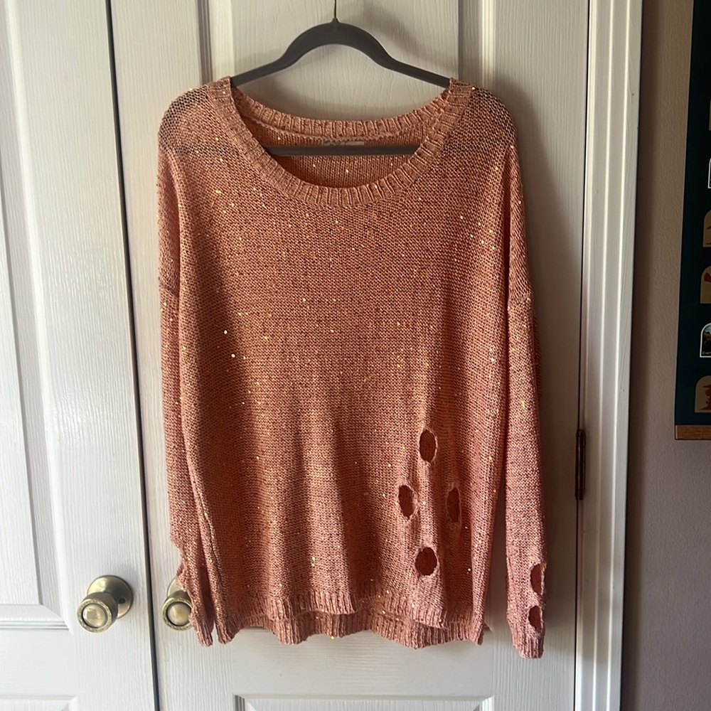 BLVD Women's Sparkling Rose Gold Sweater